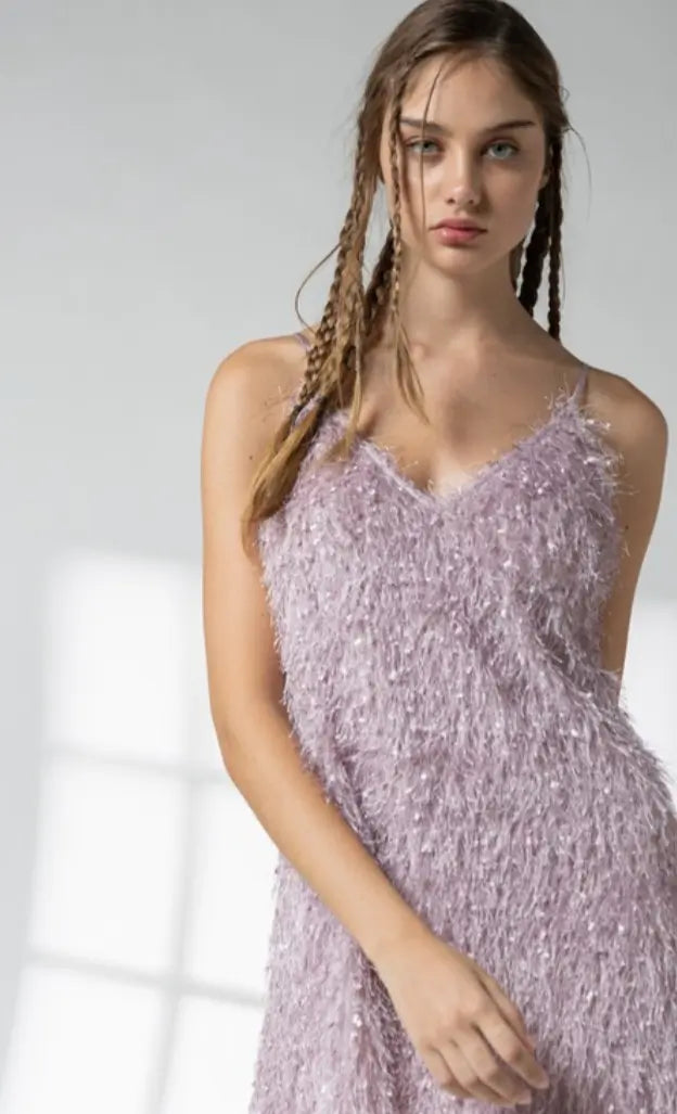 Lavender Fringe Cami Dress