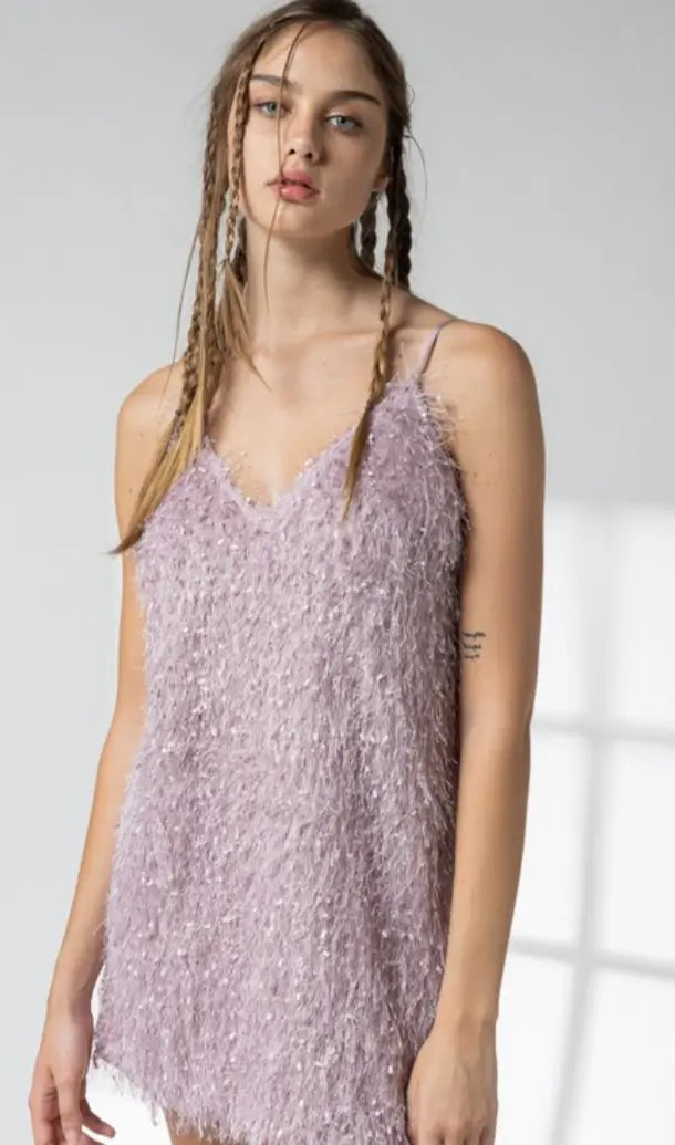 Lavender Fringe Cami Dress