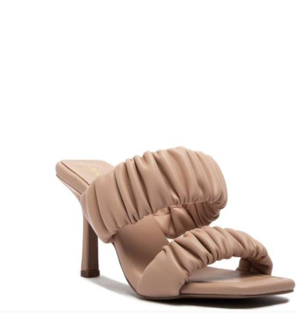 Blush Double Ruched Heel Sandal