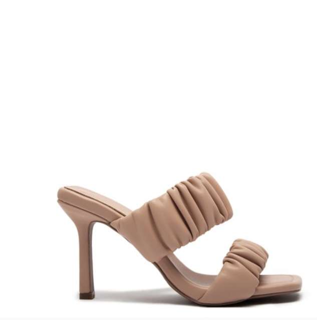 Blush Double Ruched Heel Sandal