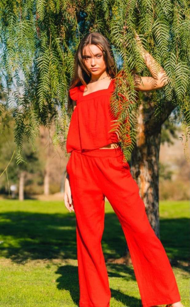 Red 2 Piece Pant Set