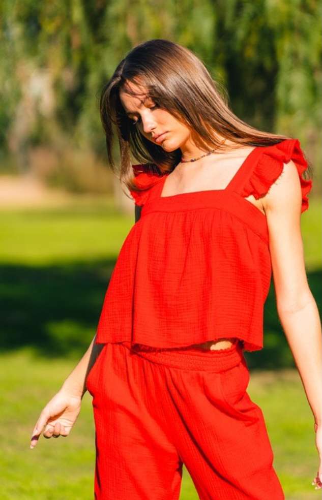 Red 2 Piece Pant Set