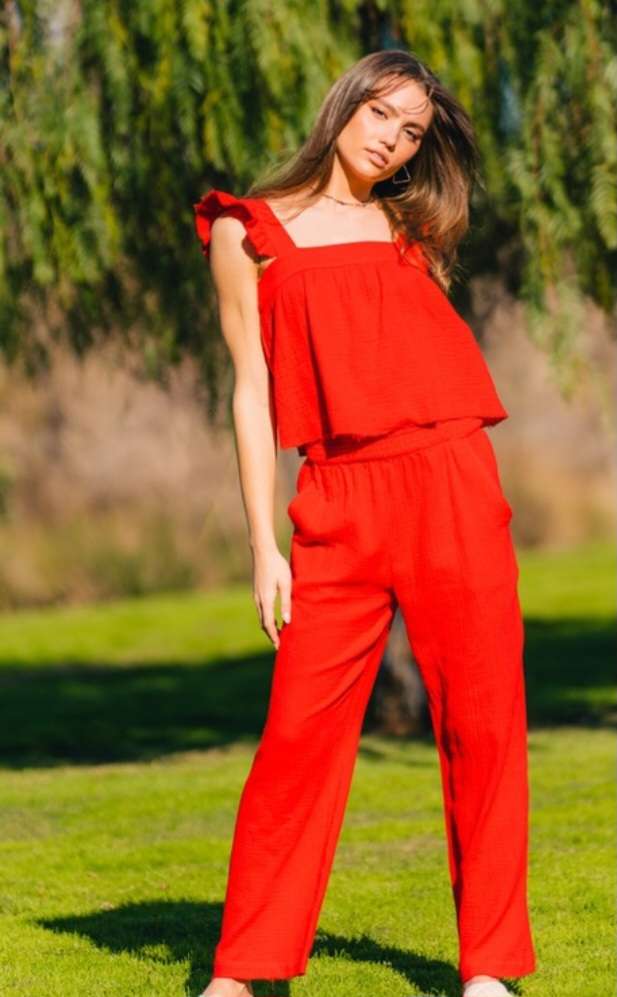 Red 2 Piece Pant Set