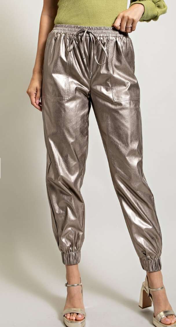 Light Gold Pleather Joggers