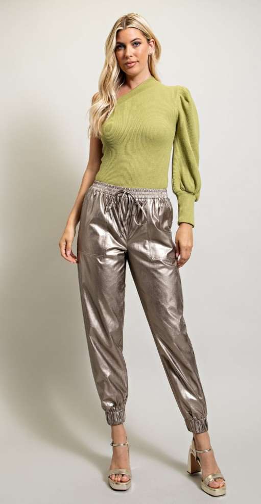 Light Gold Pleather Joggers