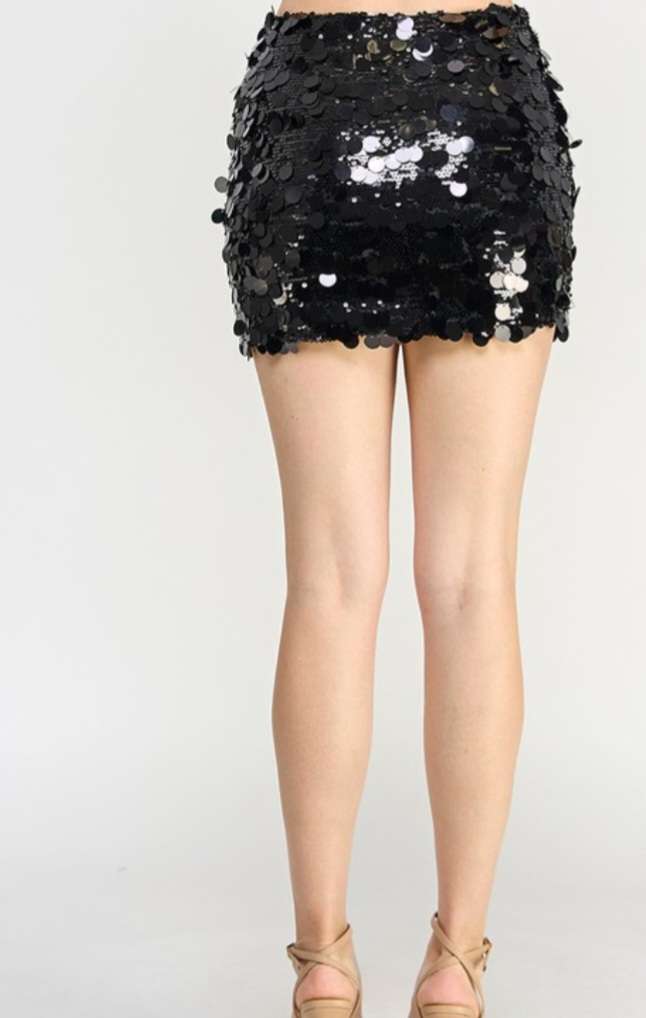 Black Sequin Mini Skirt