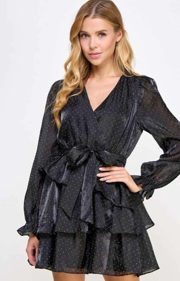 Black Shimmering Studs Dress