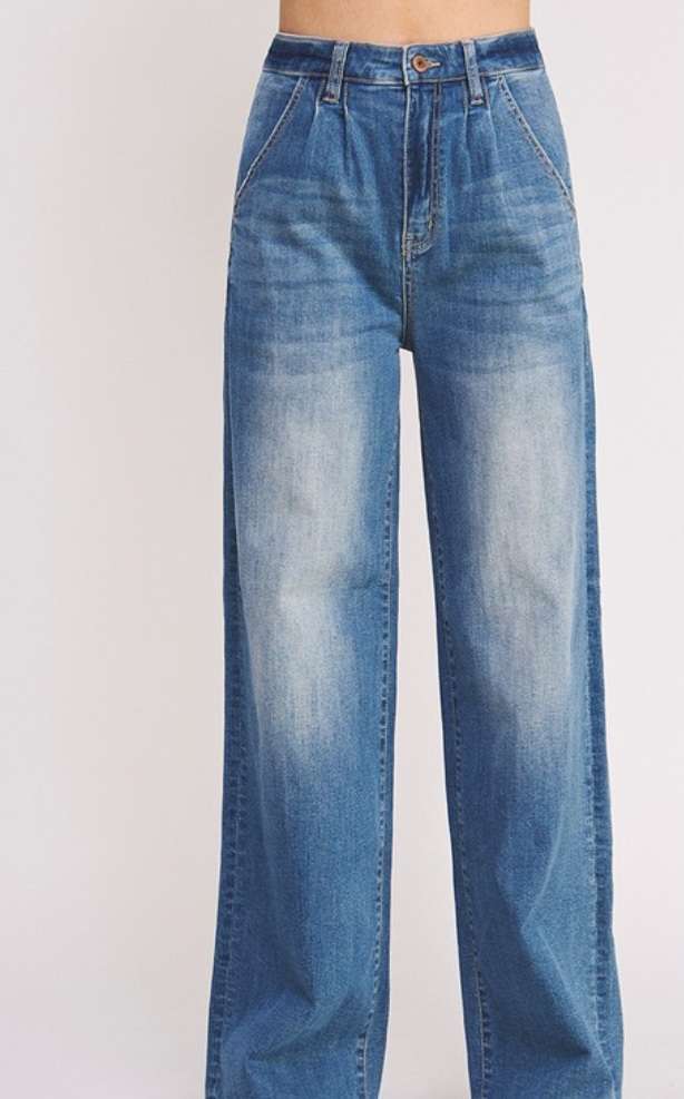 Denim High Rise Wide Leg Jeans