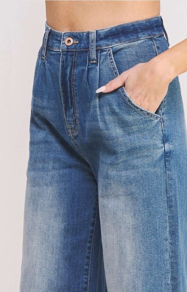 Denim High Rise Wide Leg Jeans