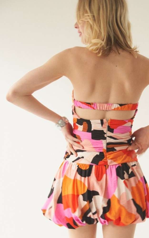 Multi-Colored Peplum Dress