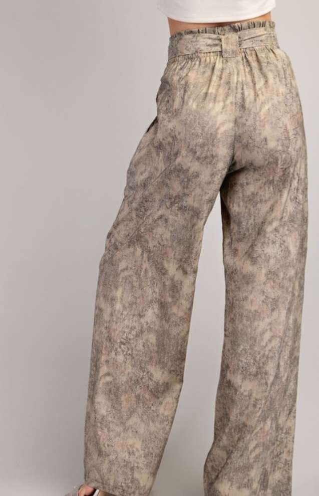 Snake Print Beige High Waist Pants