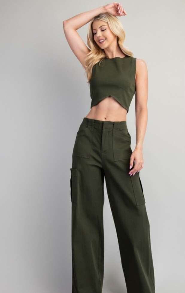 Lucy Olive Crop Top