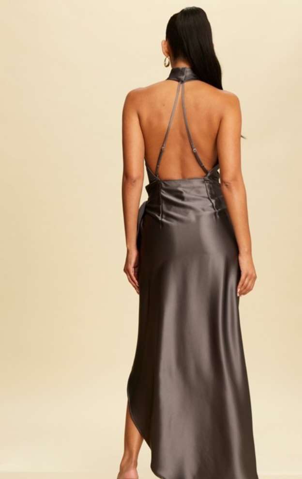 Diana Steel Mock Neck Wrap Dress