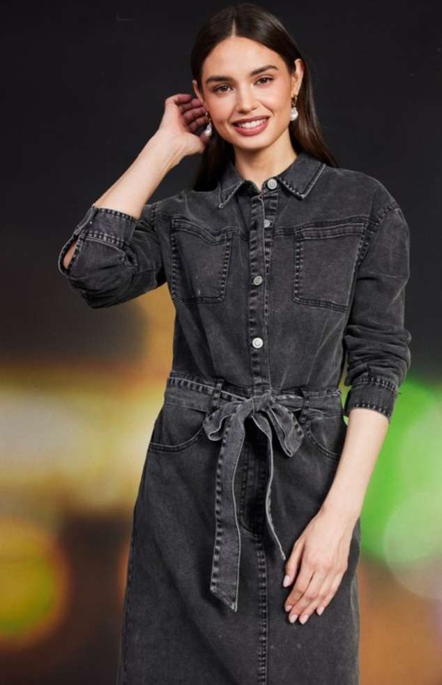 Meghan Black Denim Button Dress