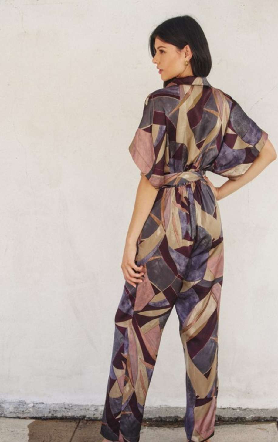 Purple Abstract Print Jumpsuit