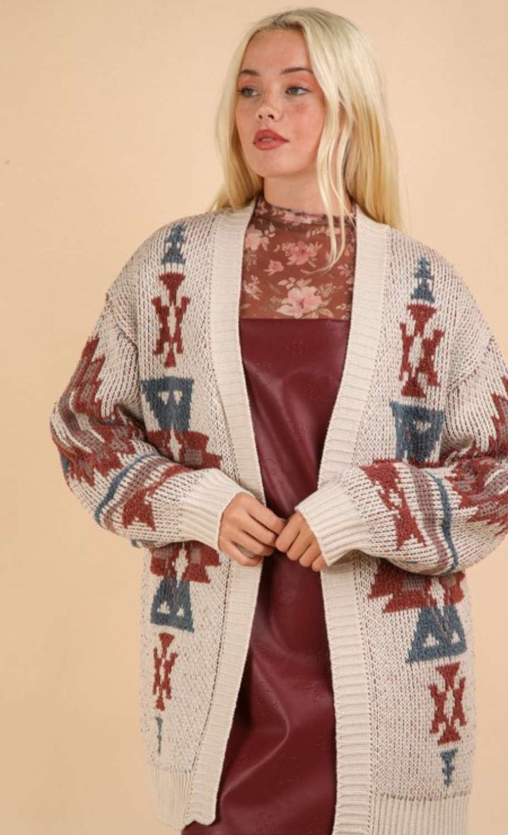Cream Aztec Print Cardigan