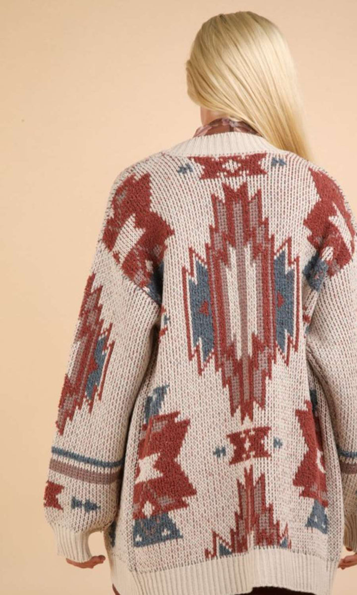 Cream Aztec Print Cardigan