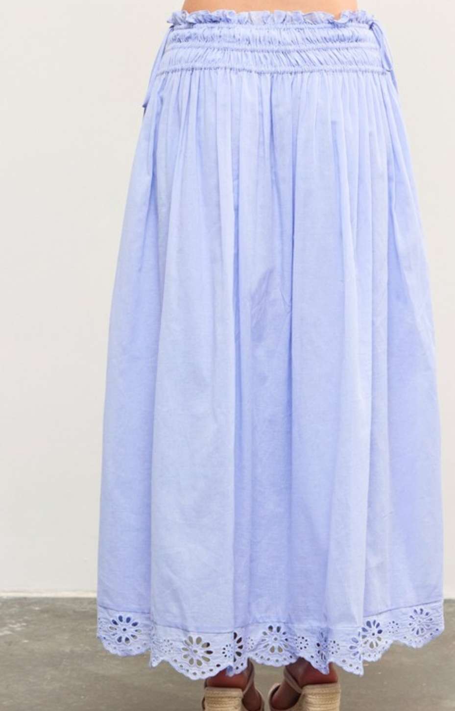 Periwinkle Eyelet Hem Side Tie Skirt