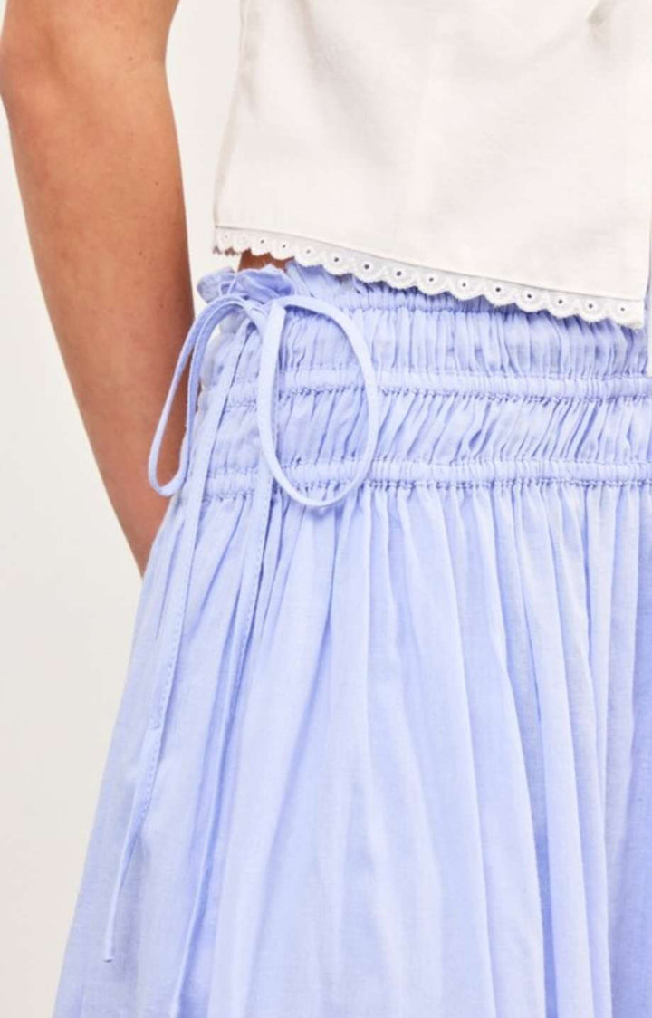 Periwinkle Eyelet Hem Side Tie Skirt