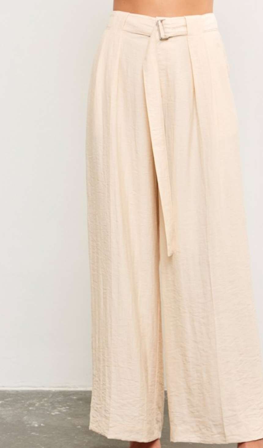 Beige Belted Pants