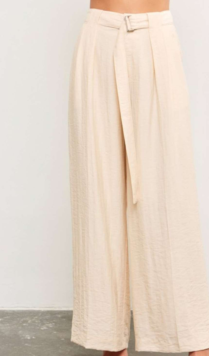 Beige Belted Pants