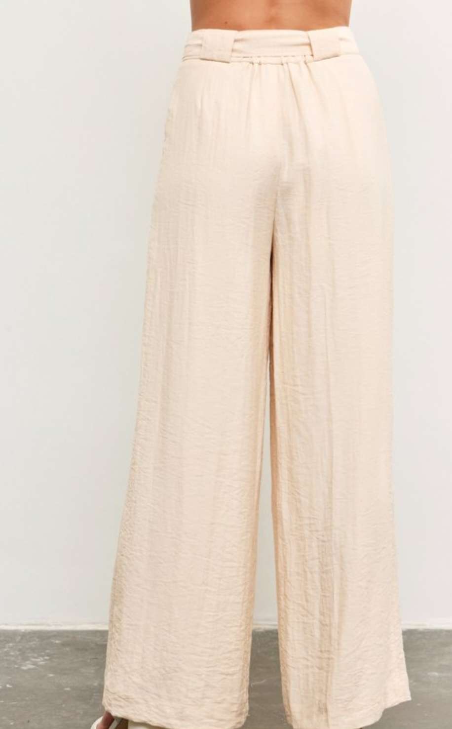 Beige Belted Pants