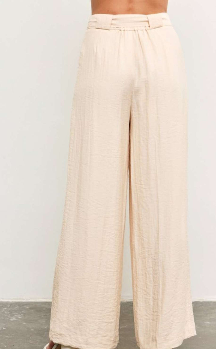 Beige Belted Pants