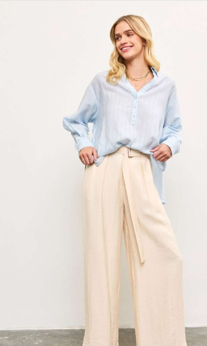 Beige Belted Pants