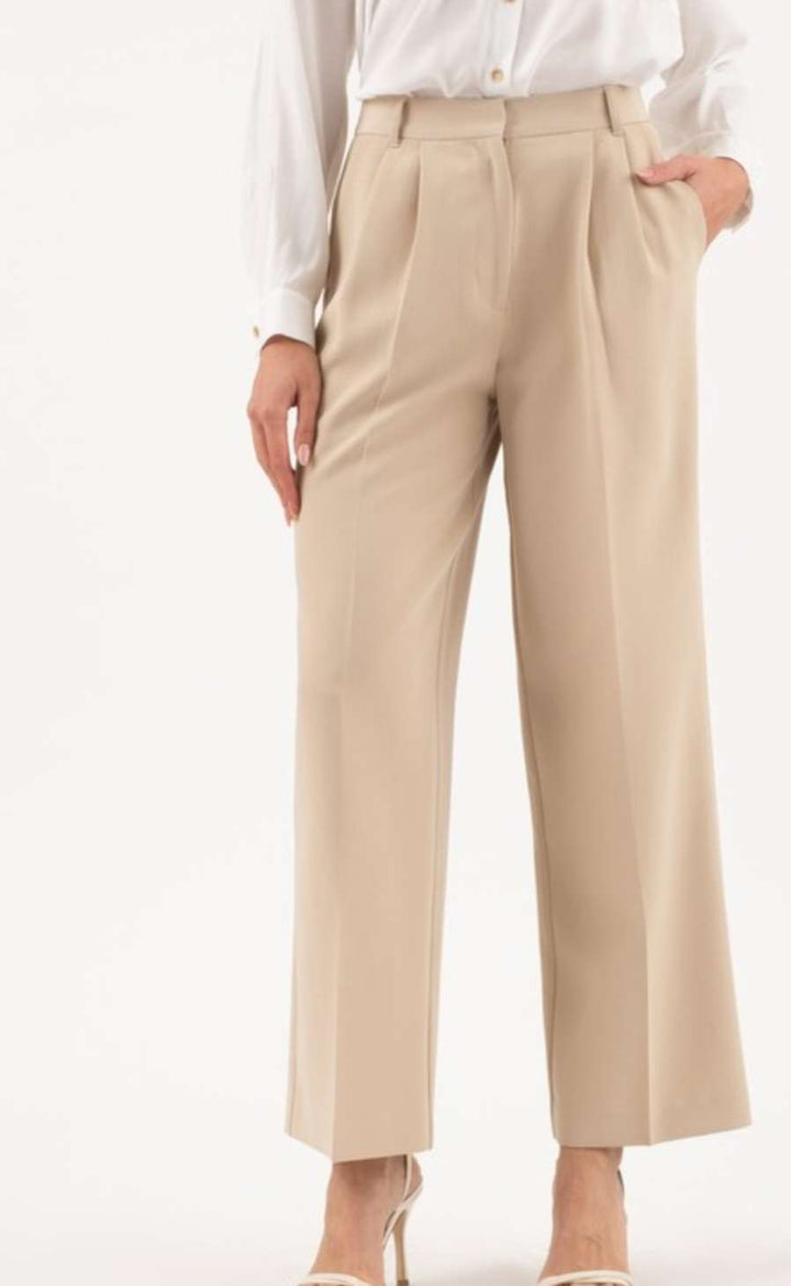 Khaki Pleated Pants