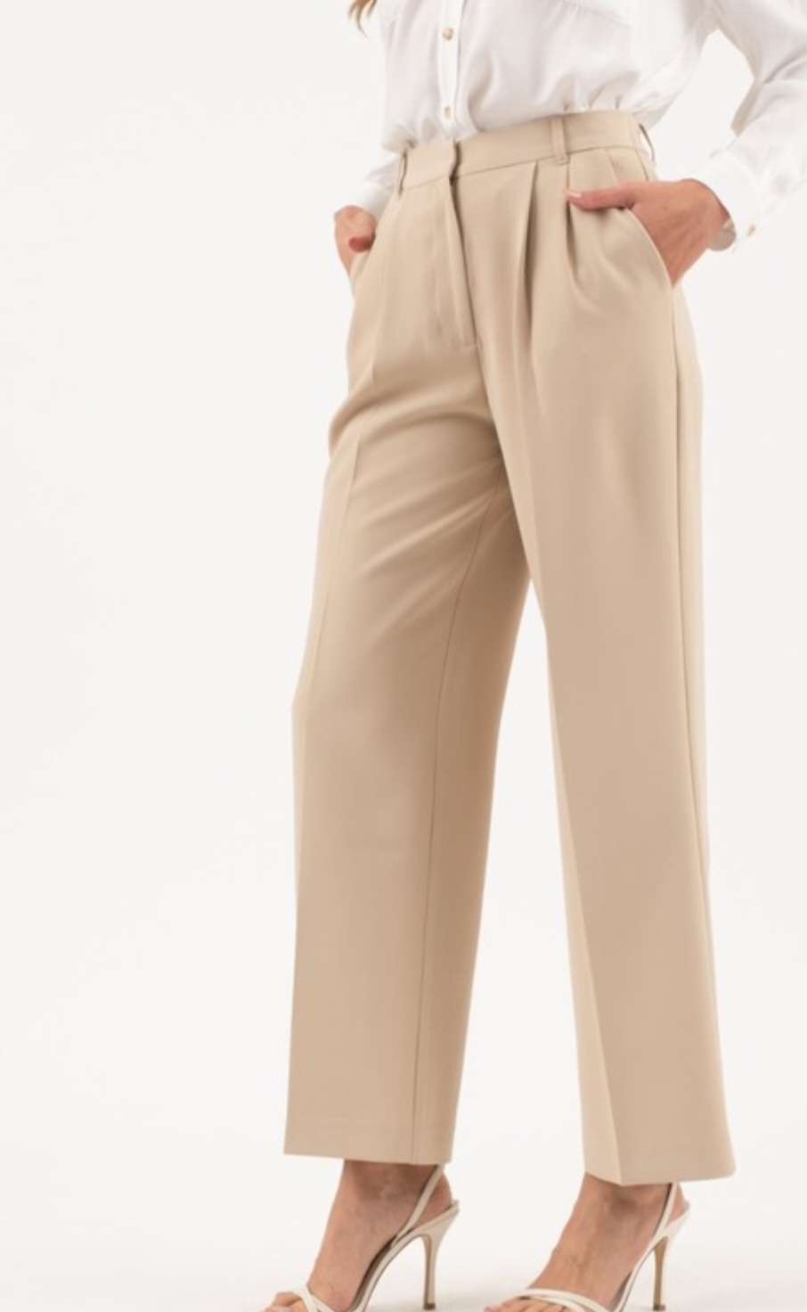 Khaki Pleated Pants