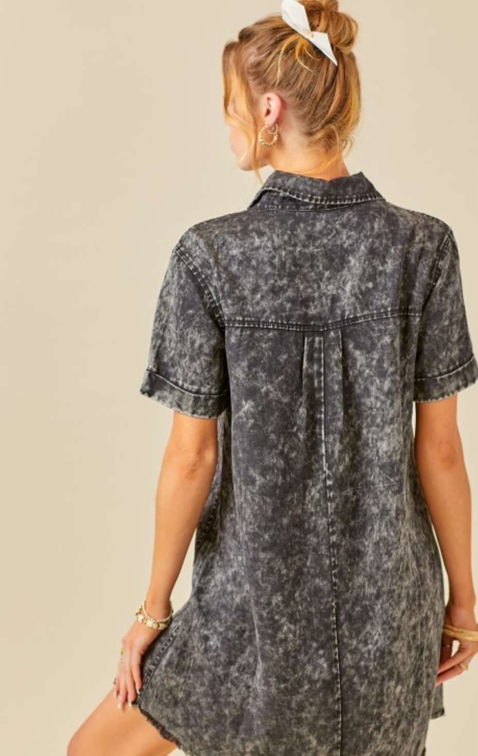 Washed black denim shirt dress – versatile casual outfit for all seasons