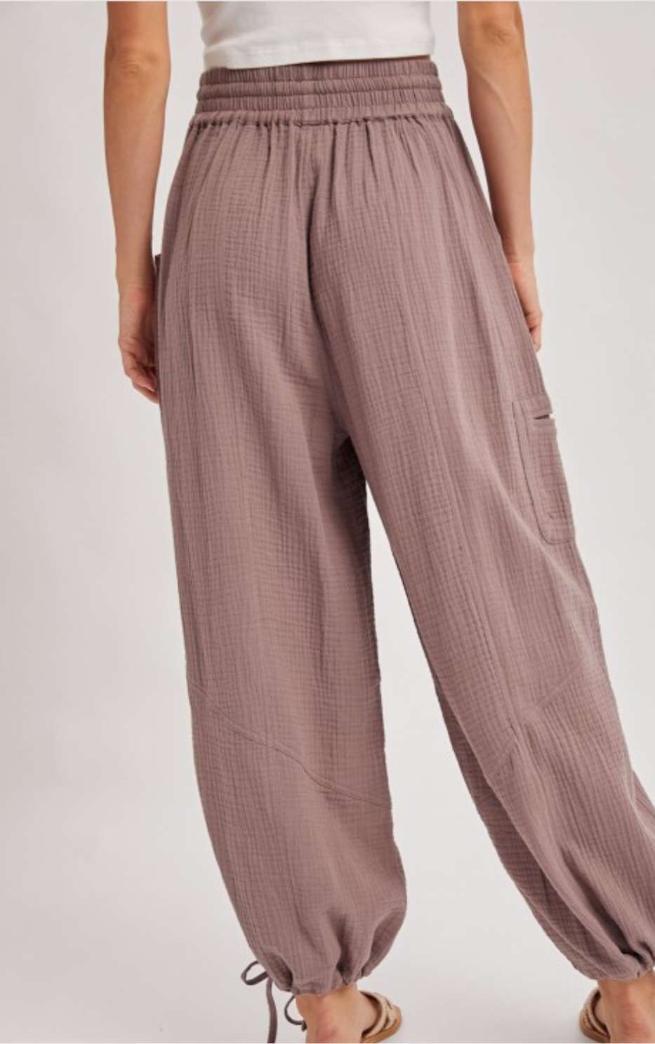 Women's taupe harem joggers – relaxed fit casual pants