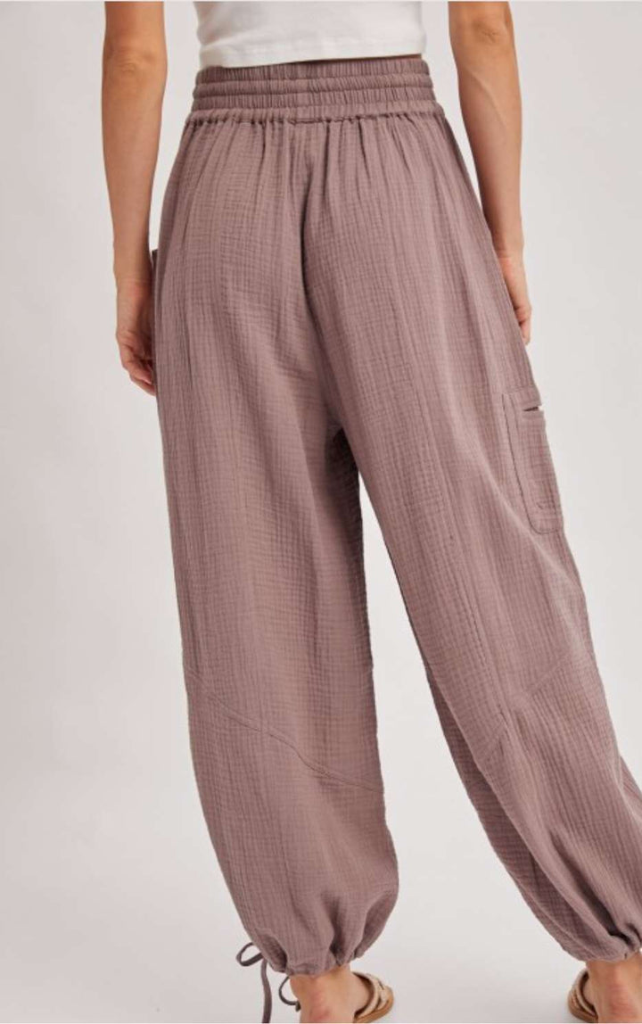 Women's taupe harem joggers – relaxed fit casual pants