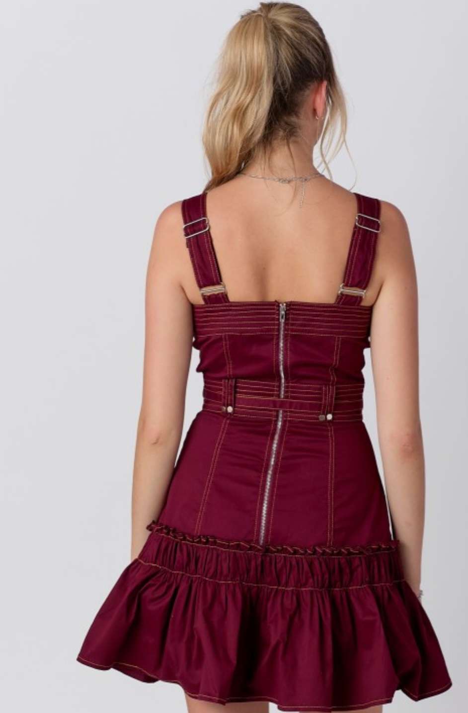 Chic maroon stitched dress for women – perfect for evening or casual wear