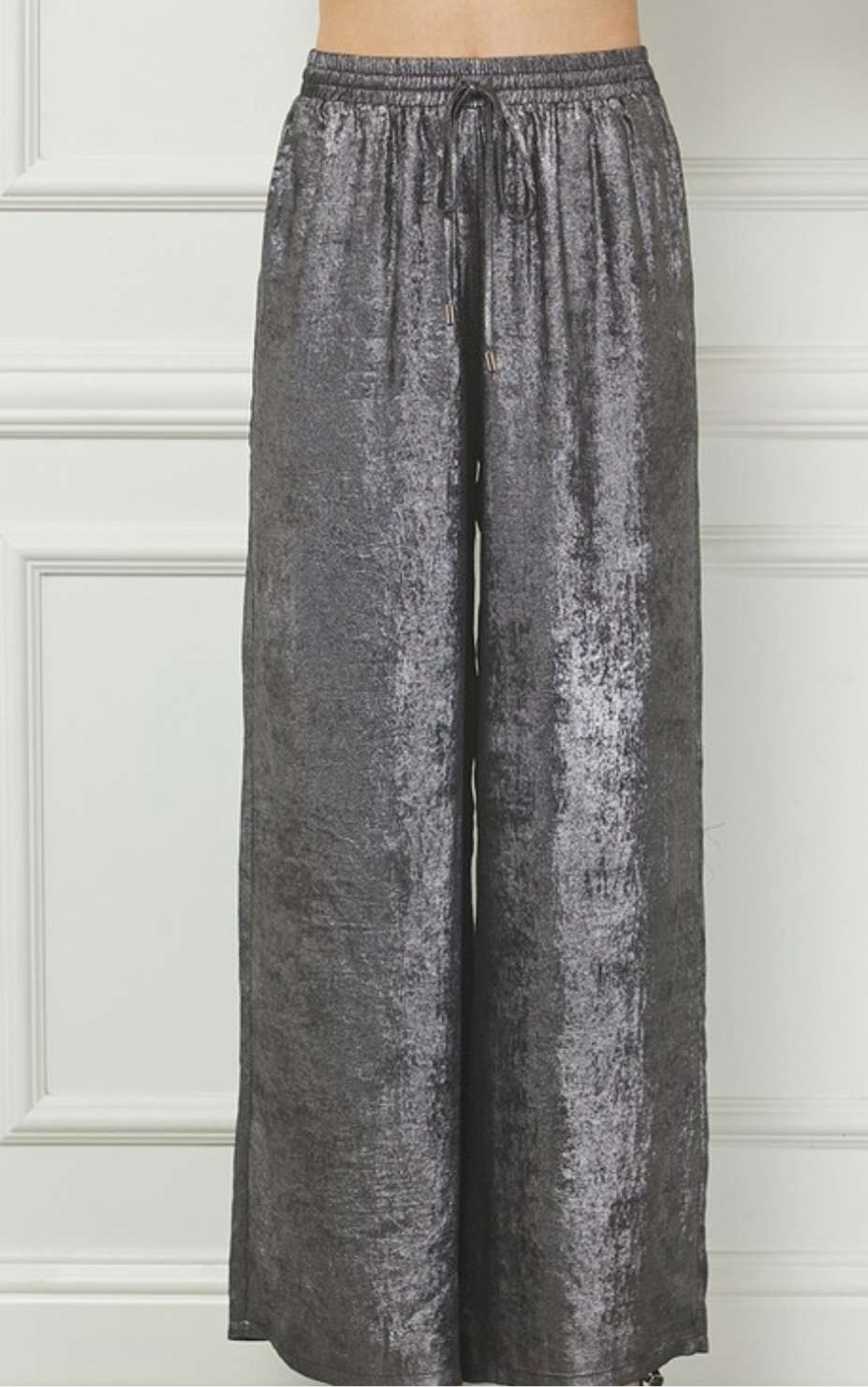 Gun metal brushed satin pants