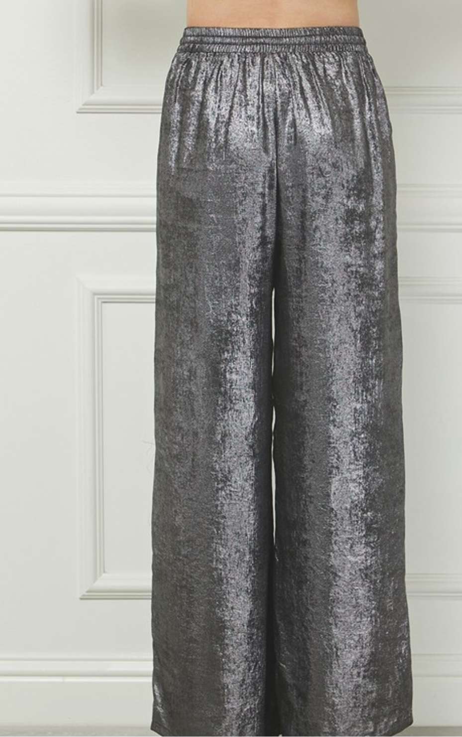 Gun metal brushed satin pants