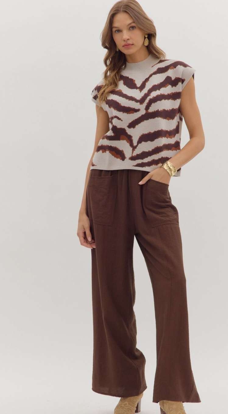 Women's animal print mock neck knit top – stylish fall fashion sweater with leopard pattern and long sleeves