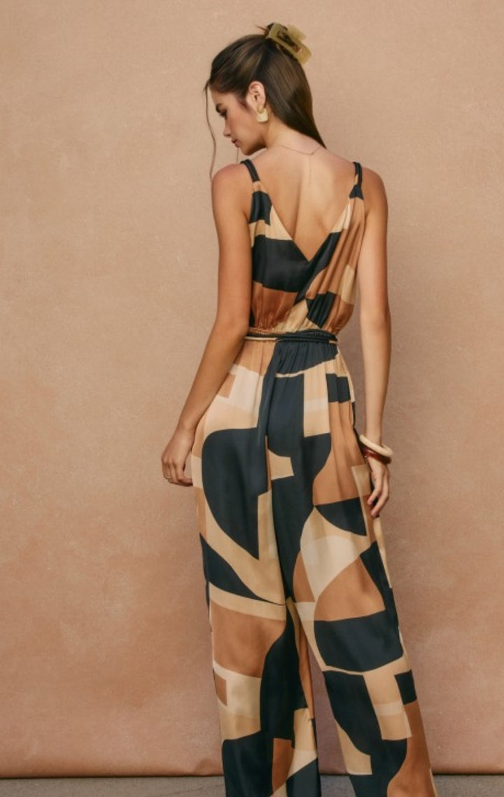 Taupe Abstract Jumpsuit