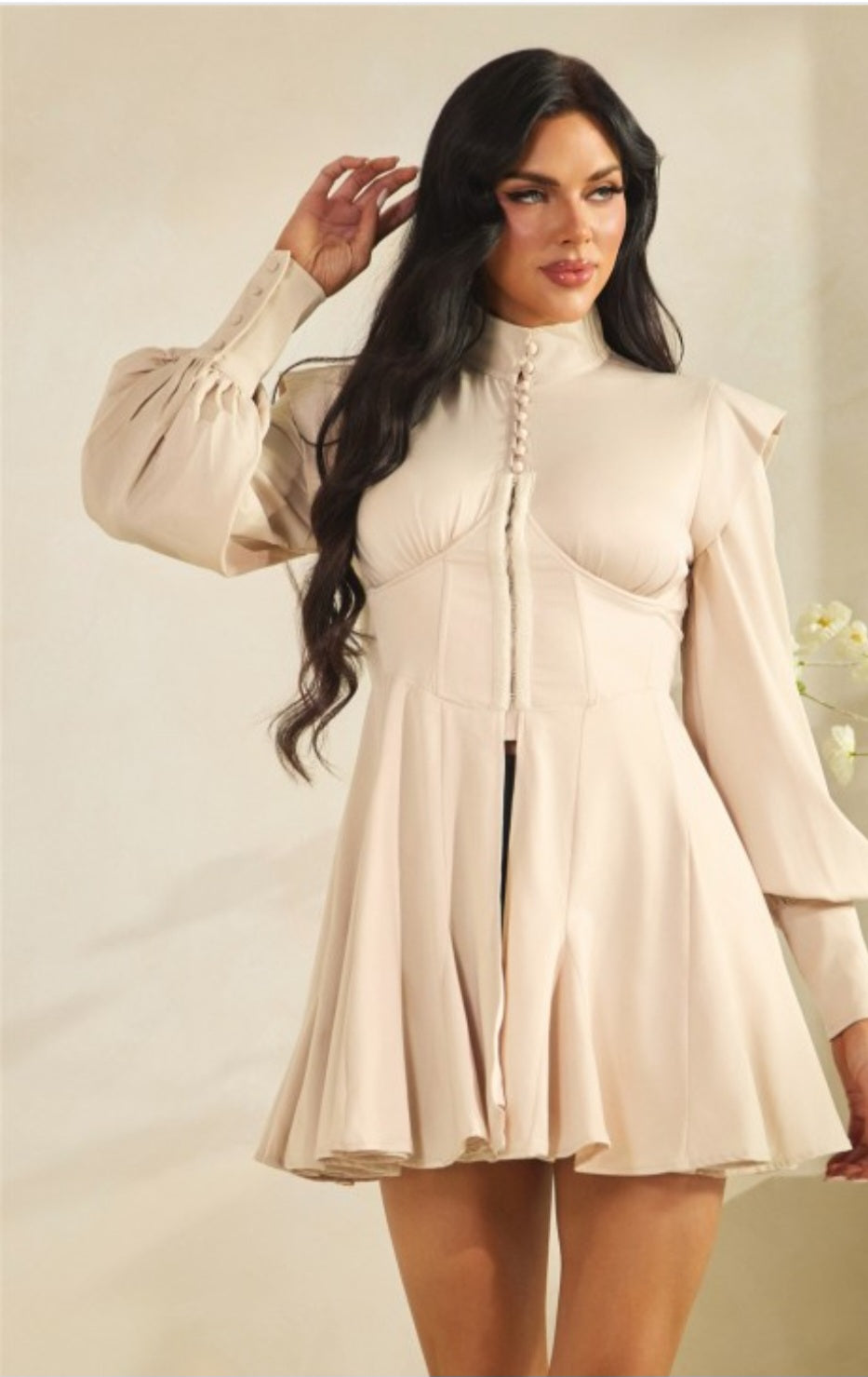 Nude Corset Satin Shirt