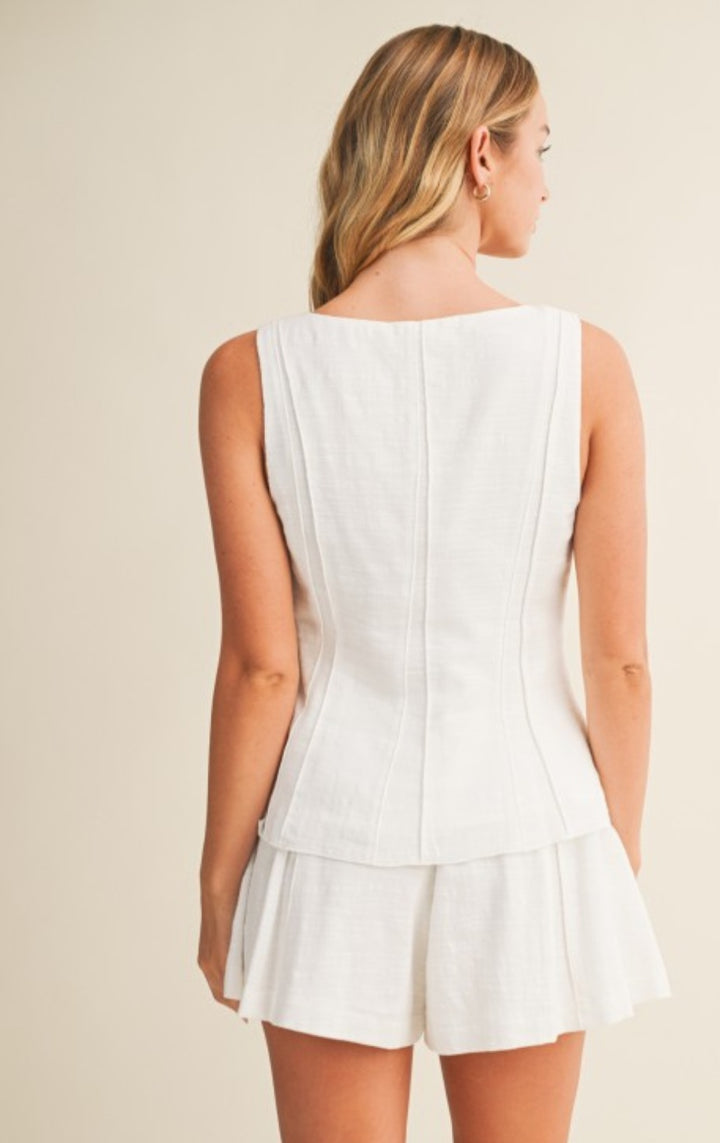 White Button Vest