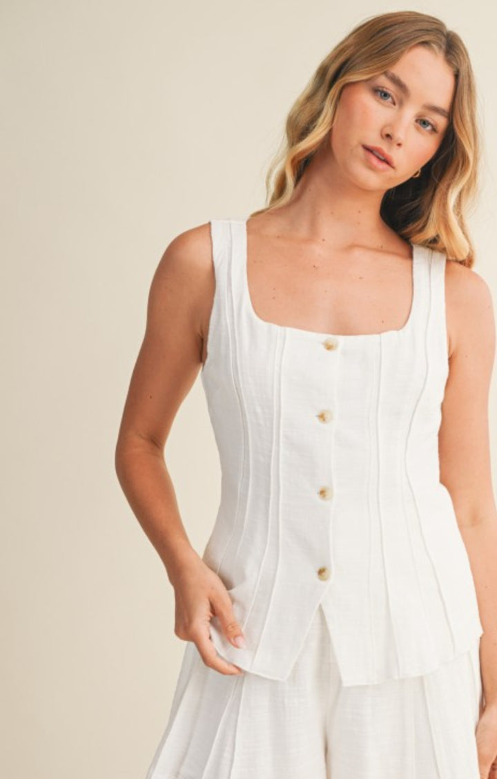 White Button Vest