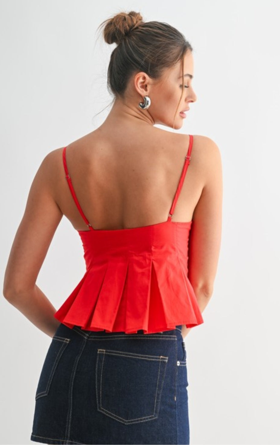 White Pleated Bustier Top