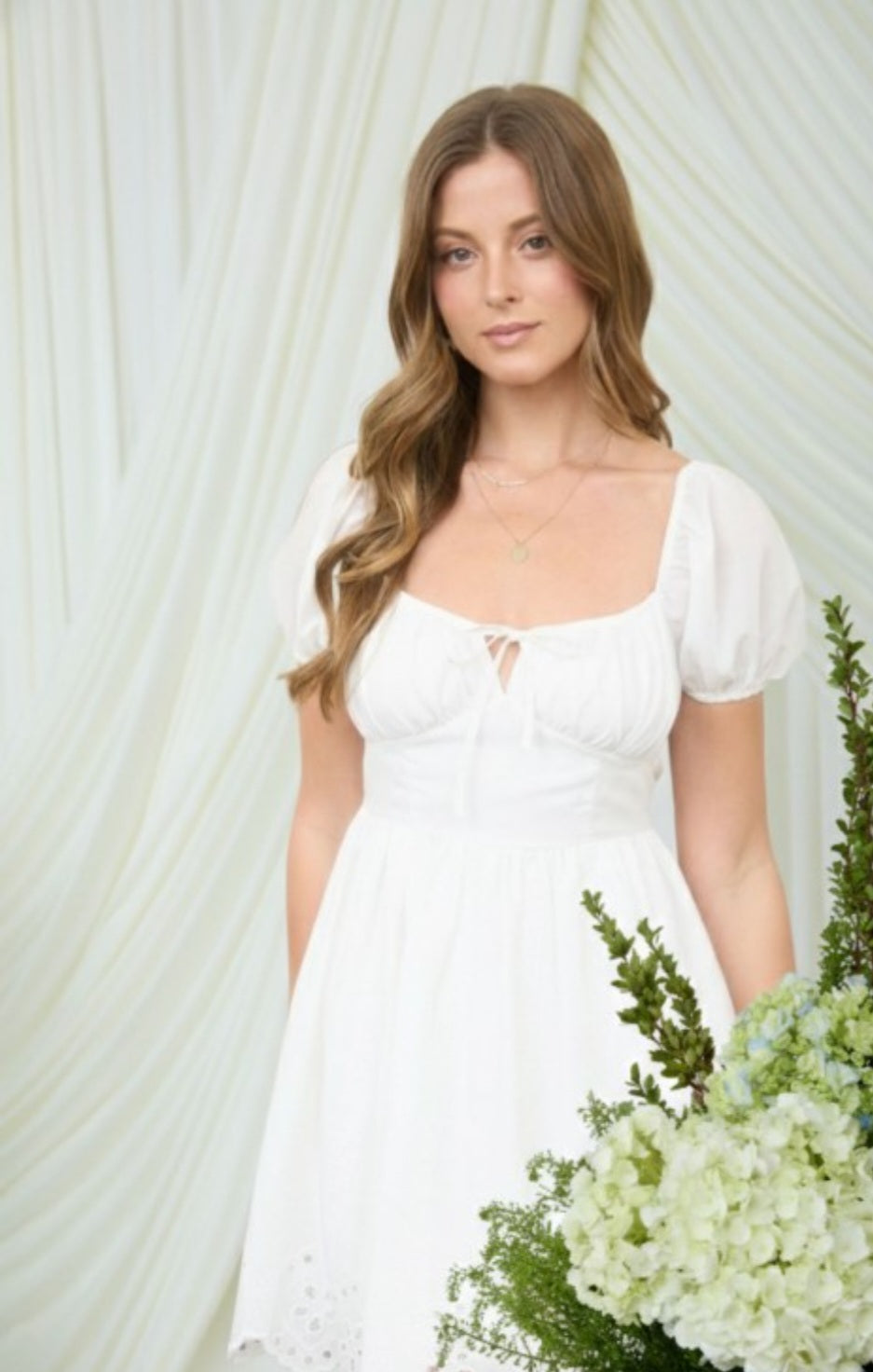 White Puff Sleeve Dress