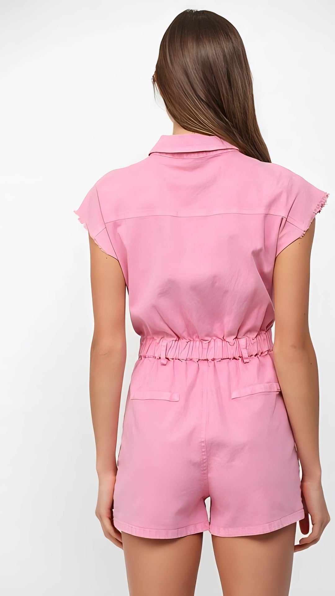 Pink Denim Romper