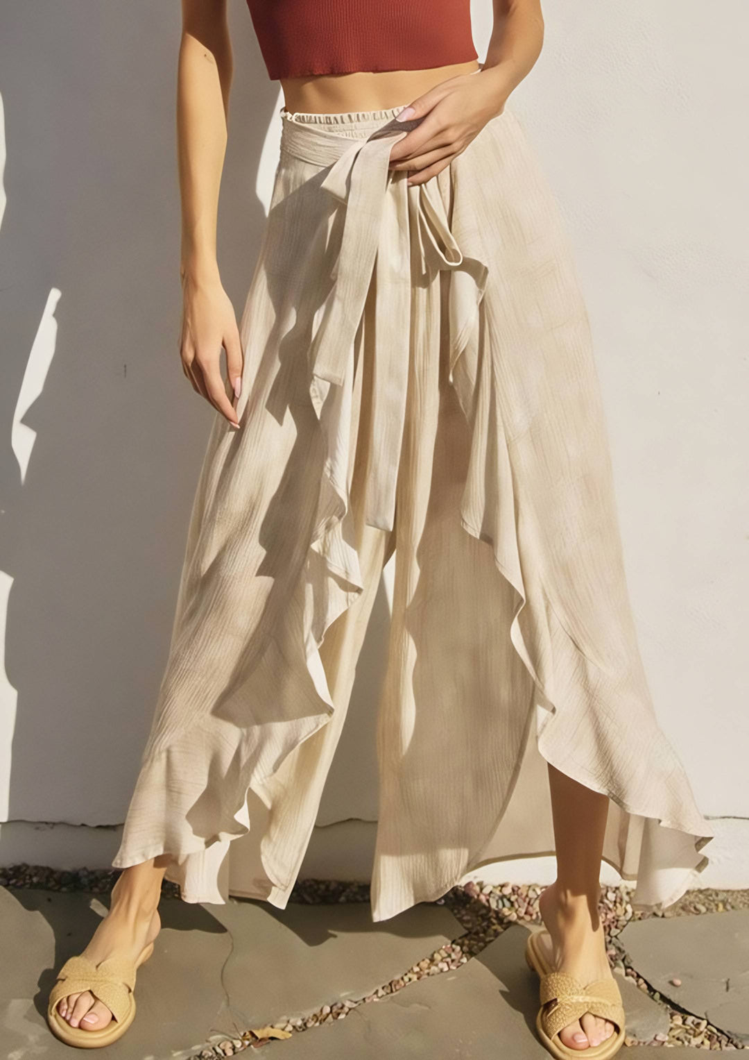 Beige Wrap Pants