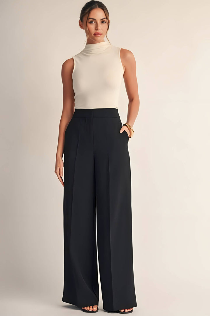 Black Tailored Wide Leg Pants