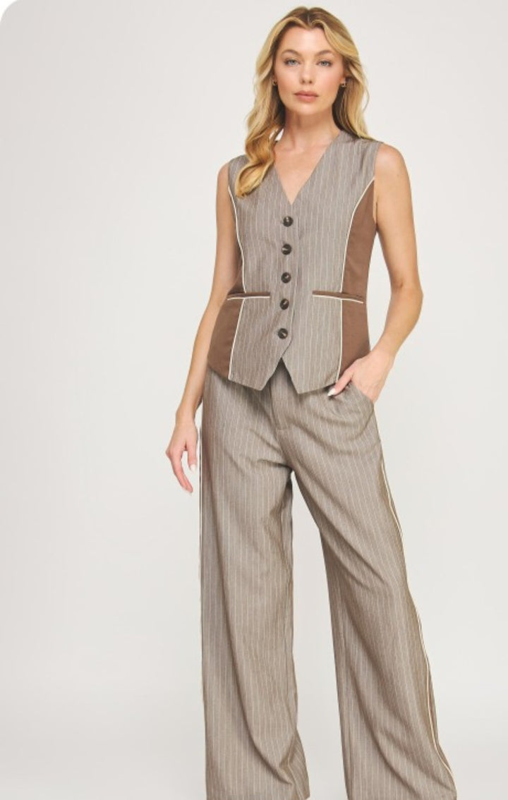 Khaki Stripe Side Pants