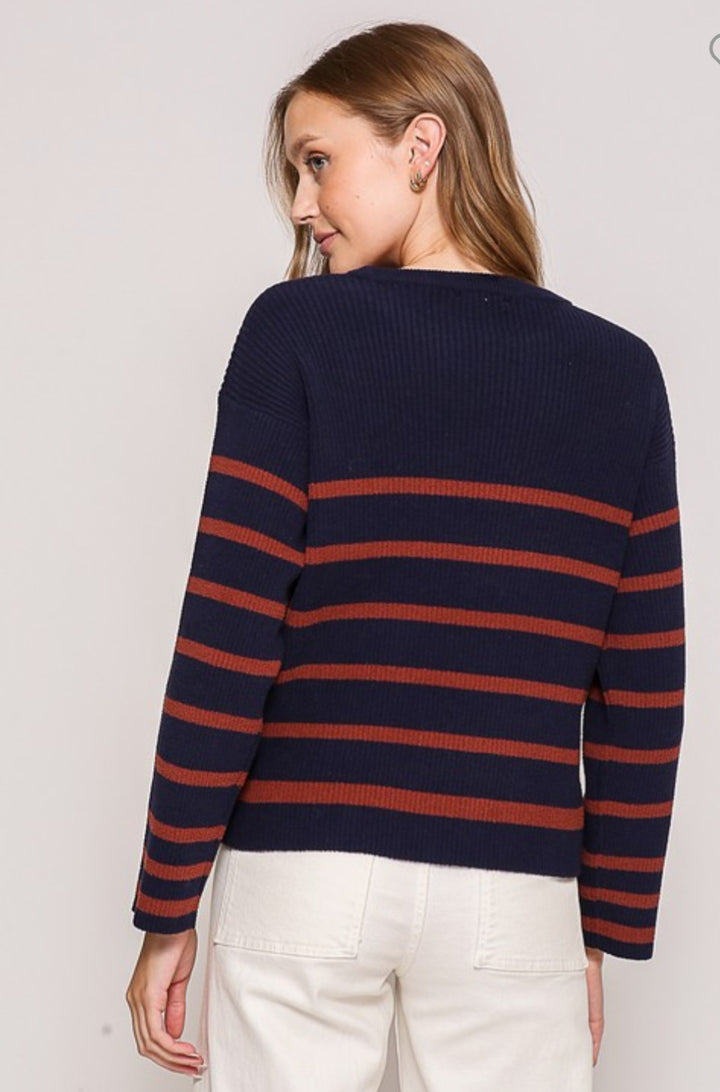 Navy/Brown Stripe Sweater