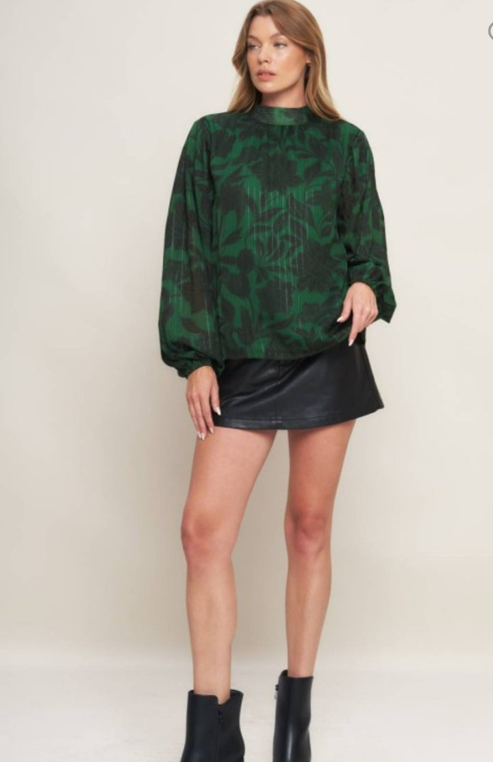 Green/Black  Floral Blouse