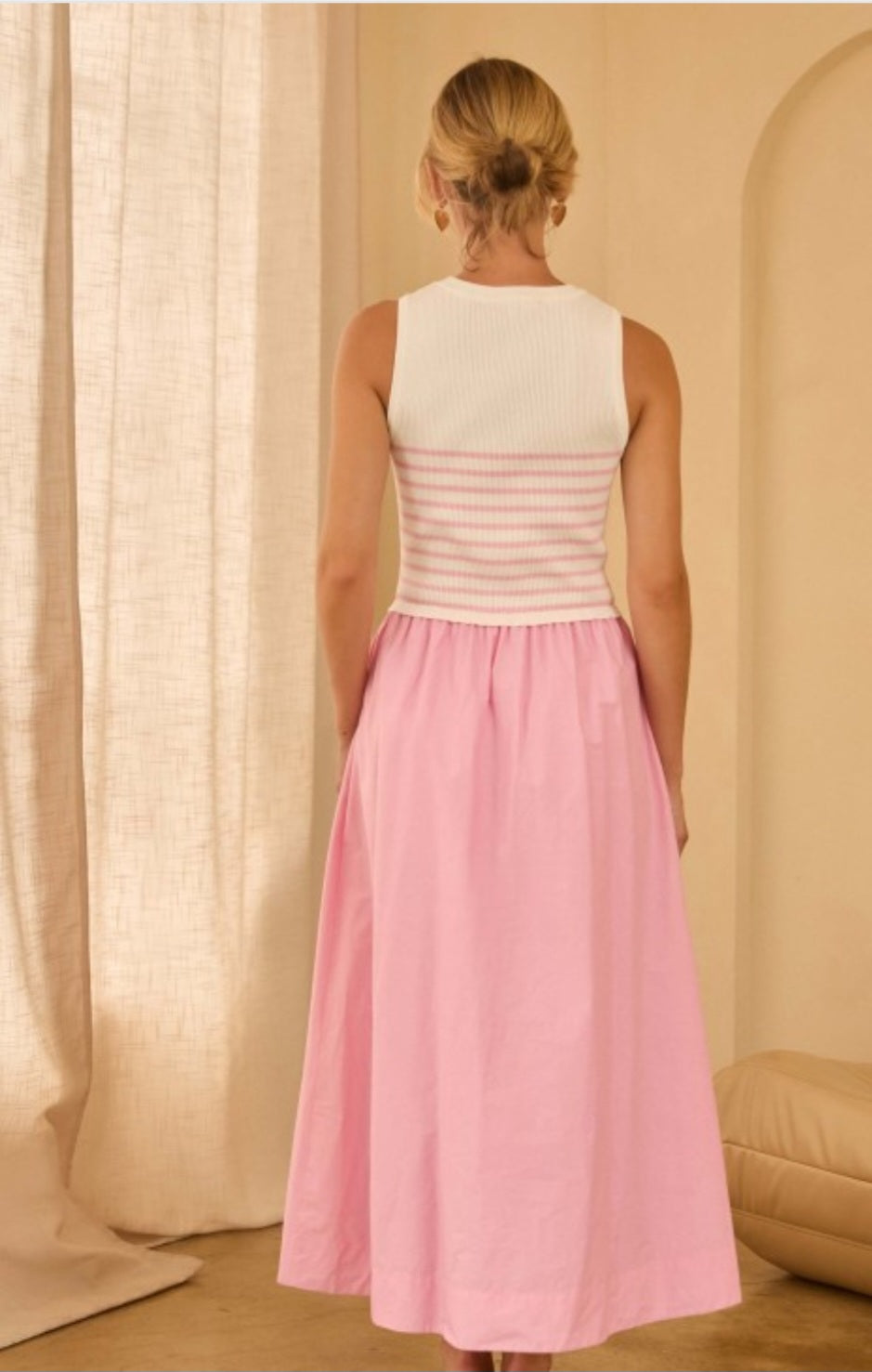 White & Navy Stripe Tank Dress